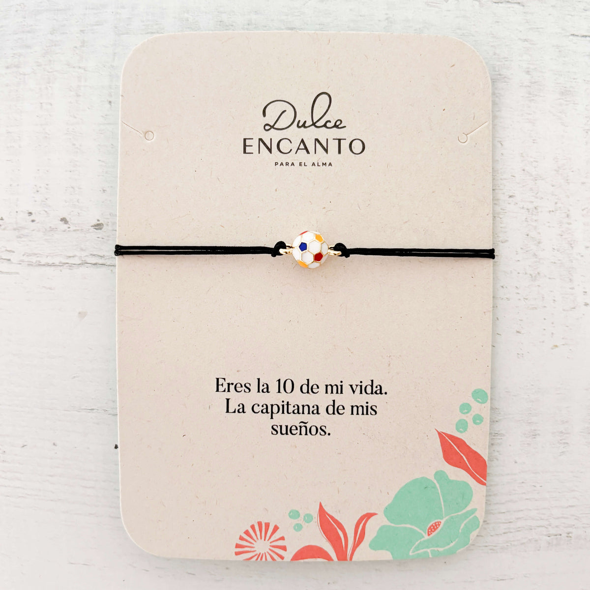 Pulsera Balón de Fútbol “La 10 de Mi Vida” – Hilo Negro