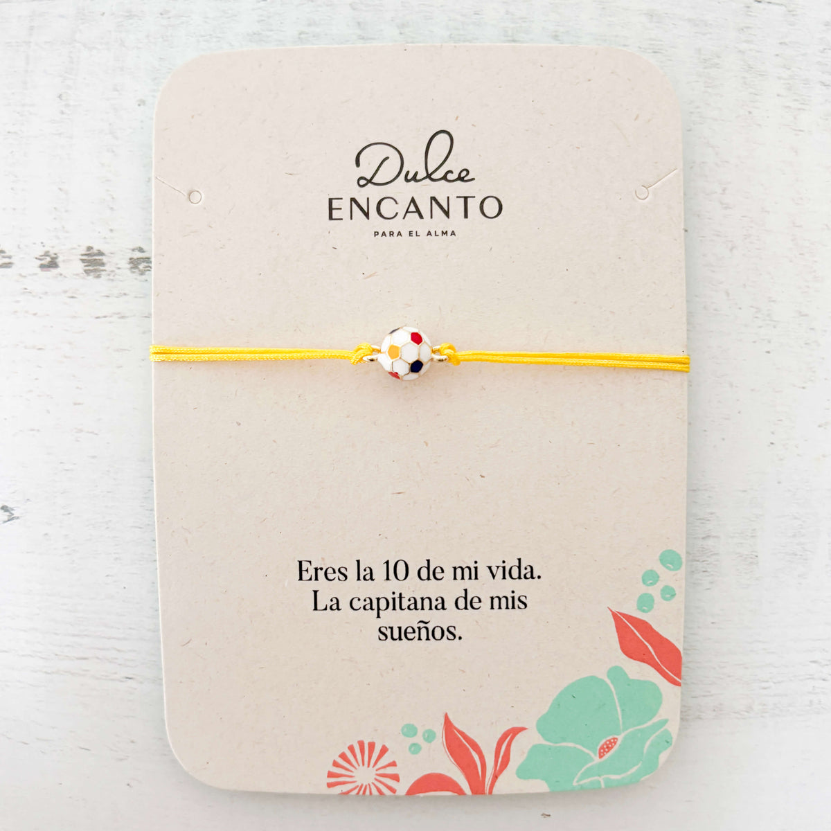 Pulsera Balón de Fútbol “La 10 de Mi Vida” – Hilo Amarillo