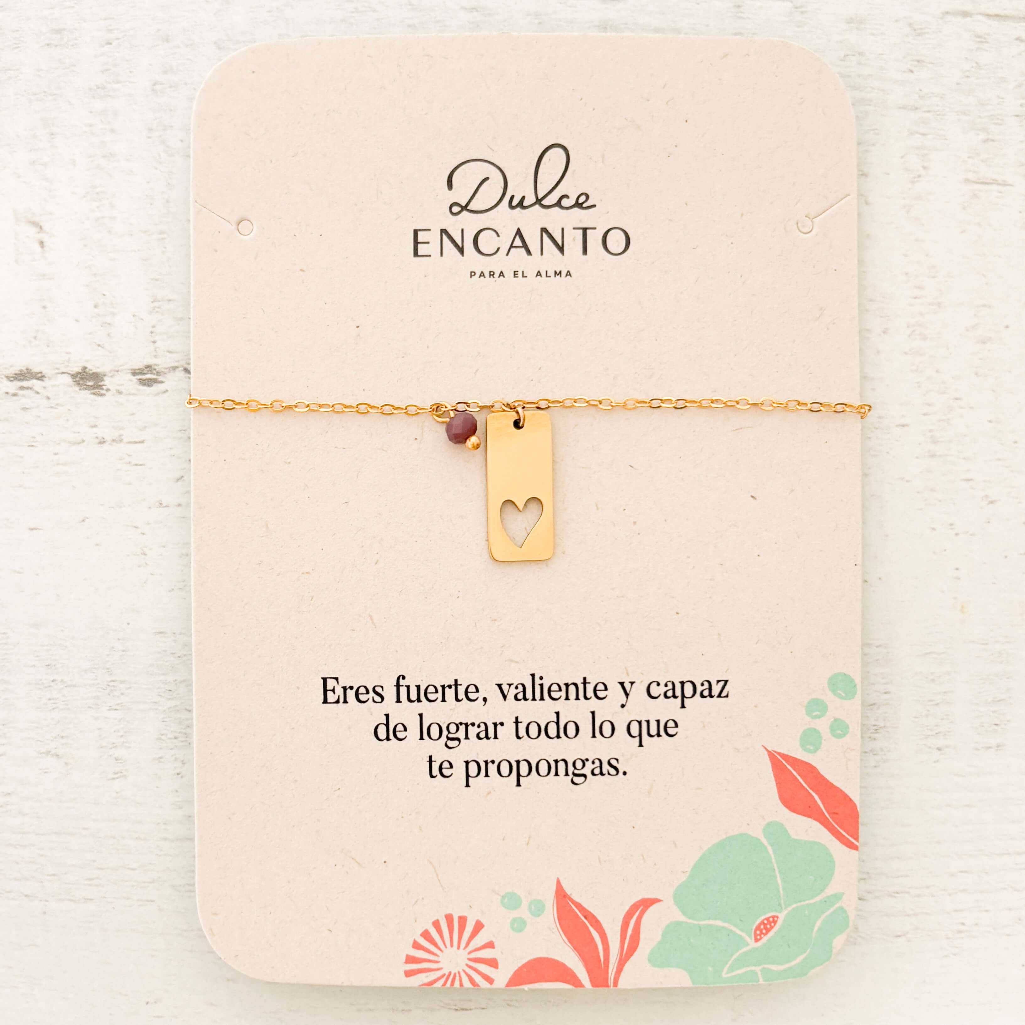 Pulsera Placa Corazón Calado Con Murano Violeta