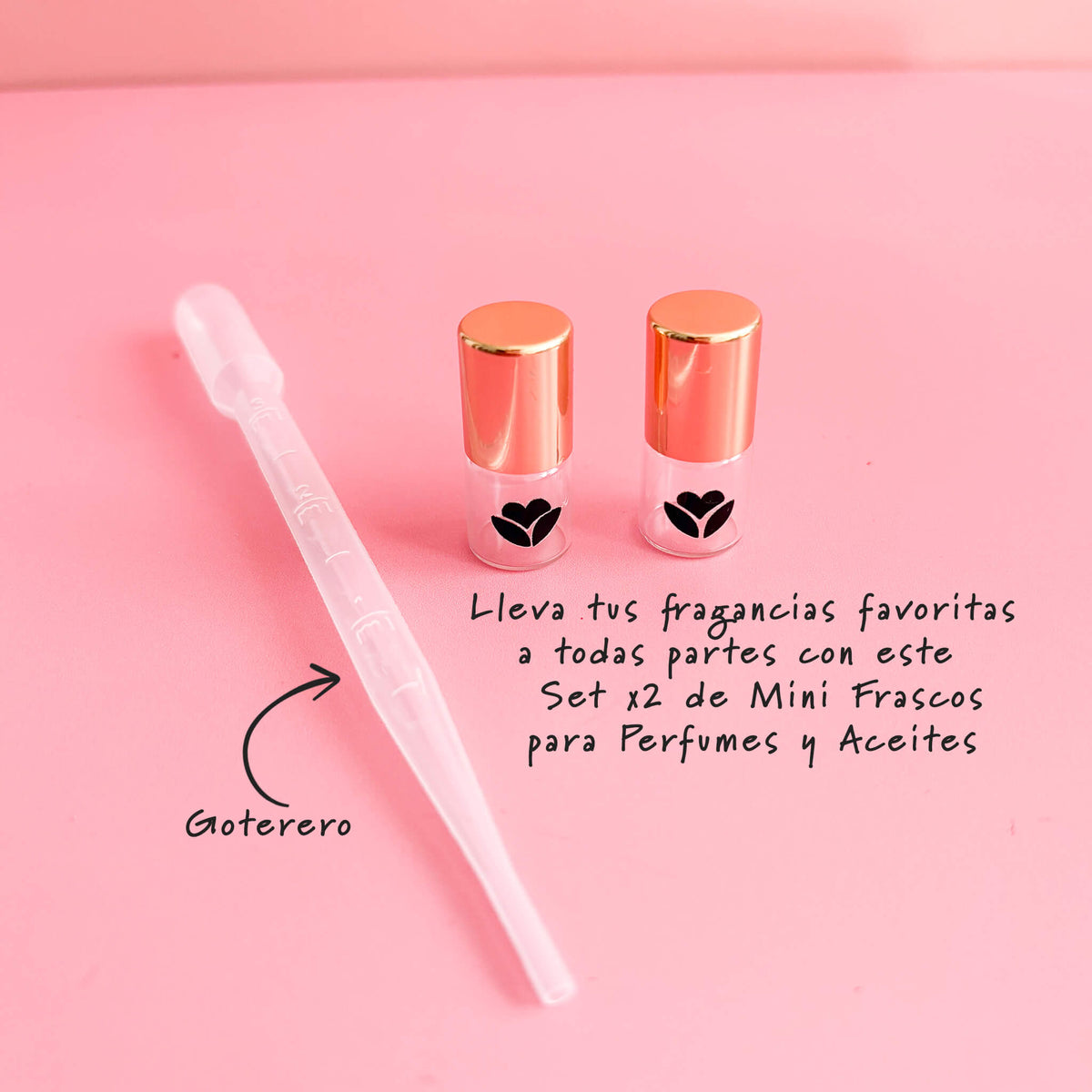 Set x2 de Mini Frascos Dorados para Perfumes y Aceites – 1 ml