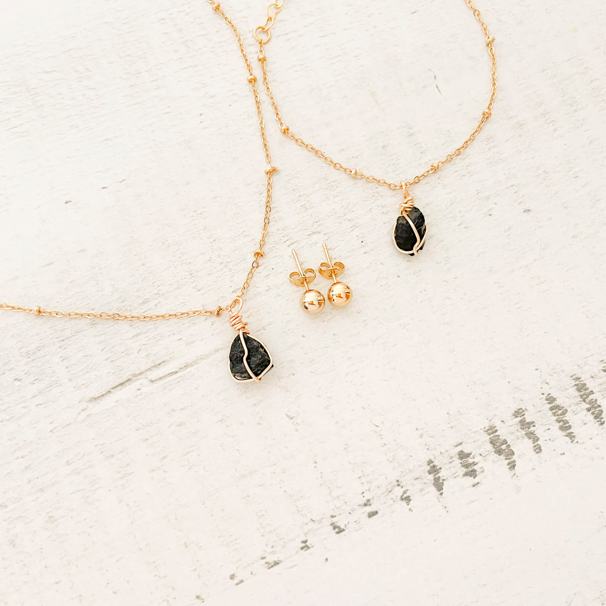 Set Cadena Turmalina Negra + Pulsera Turmalina Negra Broche + Topos