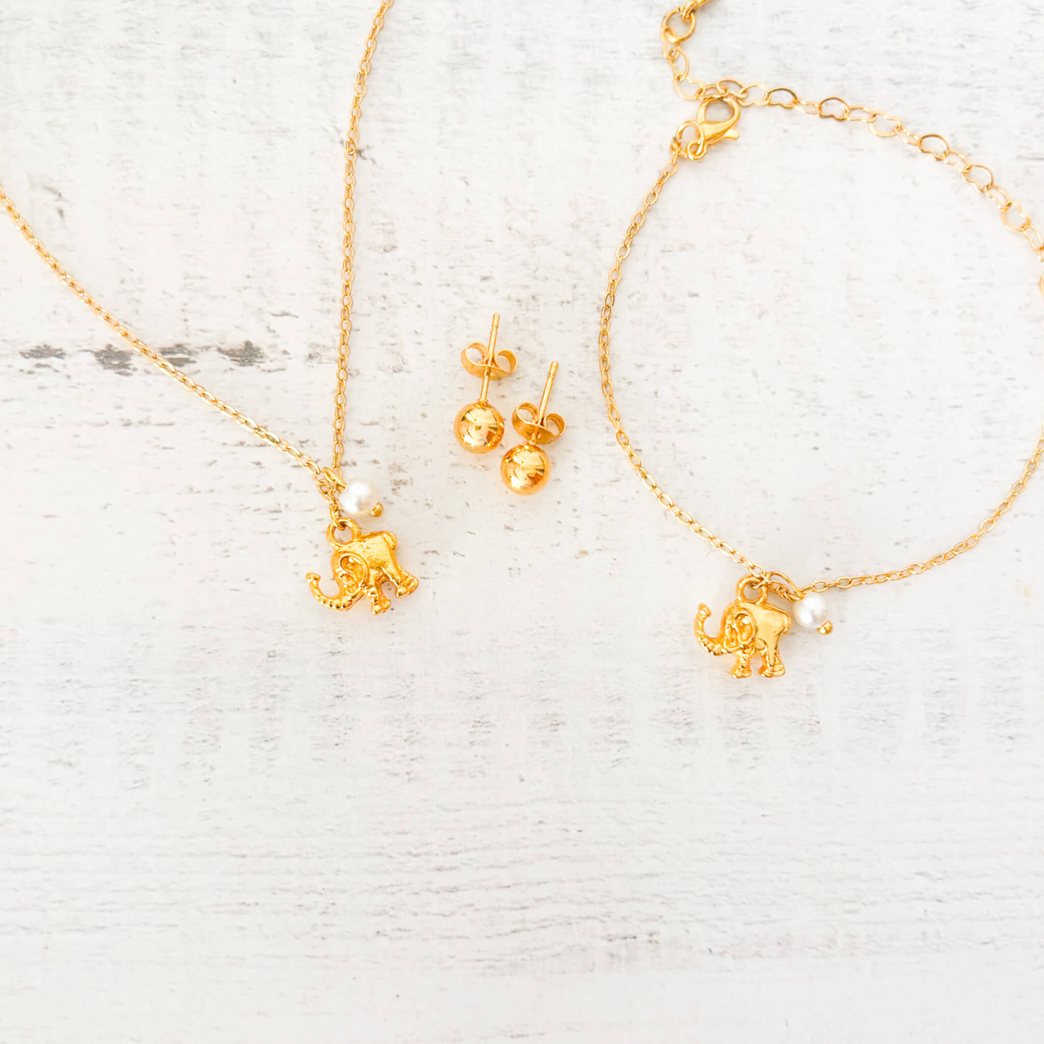 Set Cadena Elefante + Pulsera Elefante + Topos
