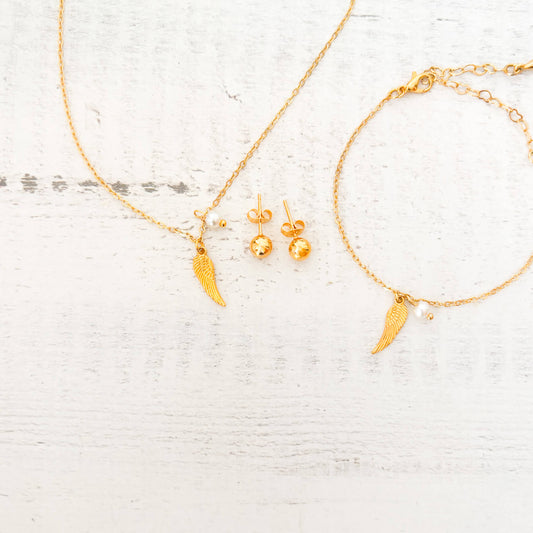 Set Cadena Ala de Ángel + Pulsera Ala de Ángel + Topos