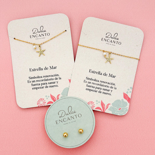 Set Cadena Estrella de Mar + Pulsera Estrella de Mar + Topos