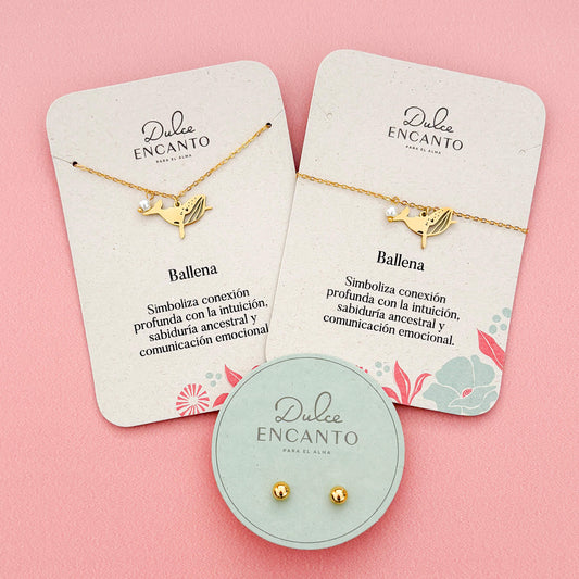 Set Cadena Ballena + Pulsera Ballena + Topos