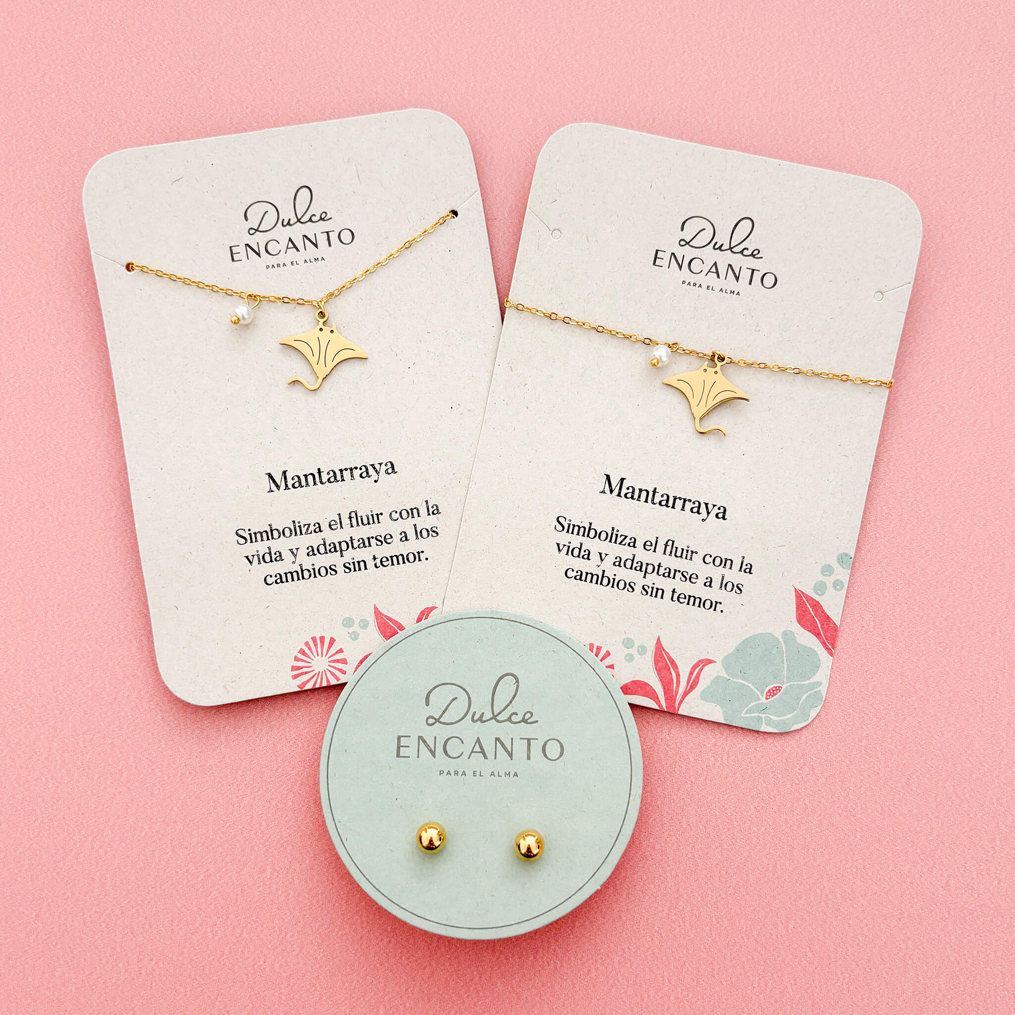 Set Cadena Mantarraya + Pulsera Mantarraya + Topos