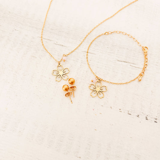 Set Cadena Flor de Luz Interior + Pulsera Flor de Luz Interior + topos