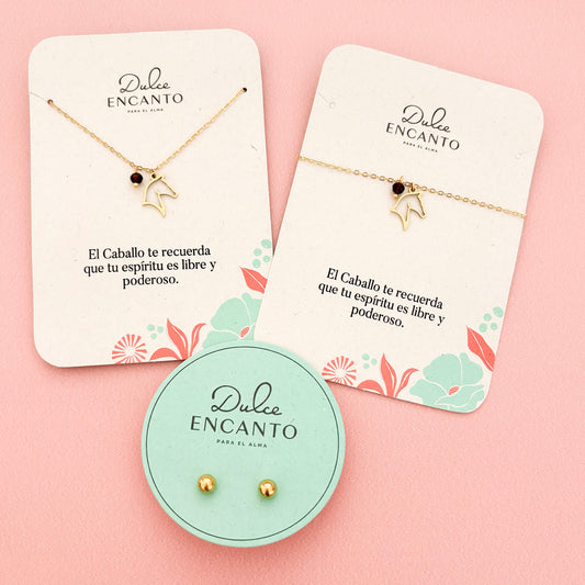 Set Cadena Caballo + Pulsera Caballo + topos
