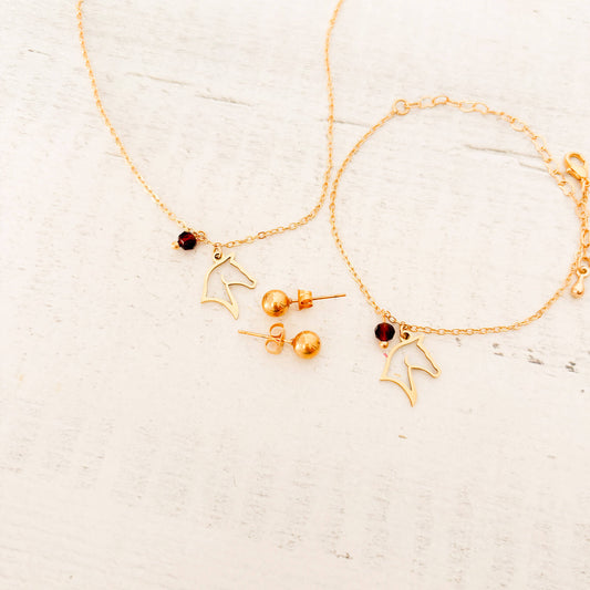 Set Cadena Caballo + Pulsera Caballo + topos
