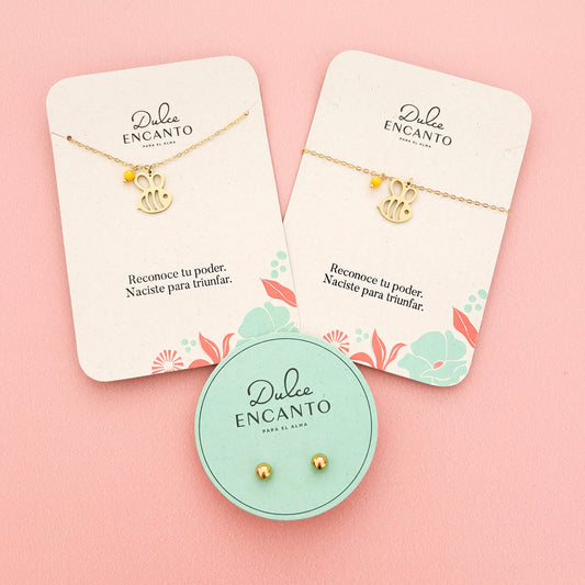 Set Cadena Abeja + Pulsera Abeja + topos