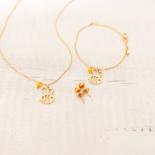 Set Cadena Abeja + Pulsera Abeja + topos
