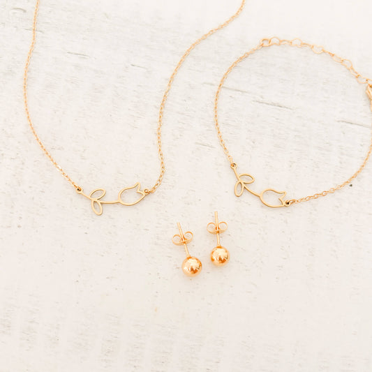 Set Cadena Tulipán Silueta + Pulsera Tulipán Silueta + Topos