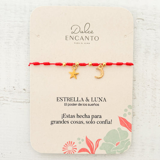 Tobillera Luna Estrella Hilo Rojo