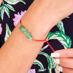 Pulsera Jade Verde Piedra Natural Hilo Rojo