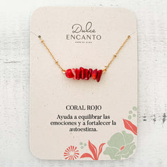 Cadena Coral Rojo Piedra Natural Con Significado