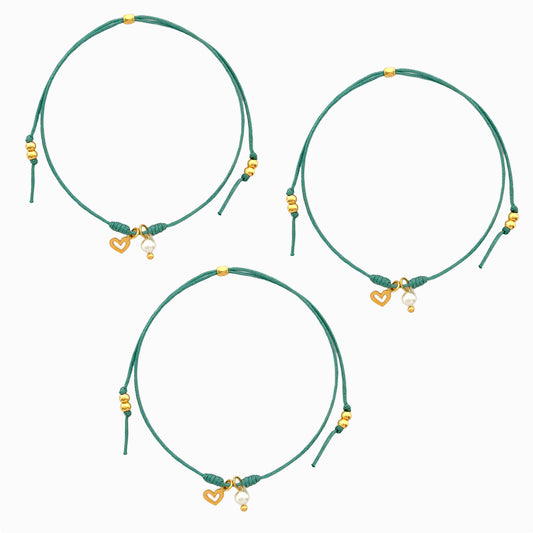 Pulsera Set De 3 Amigas Para Compartir Corazón