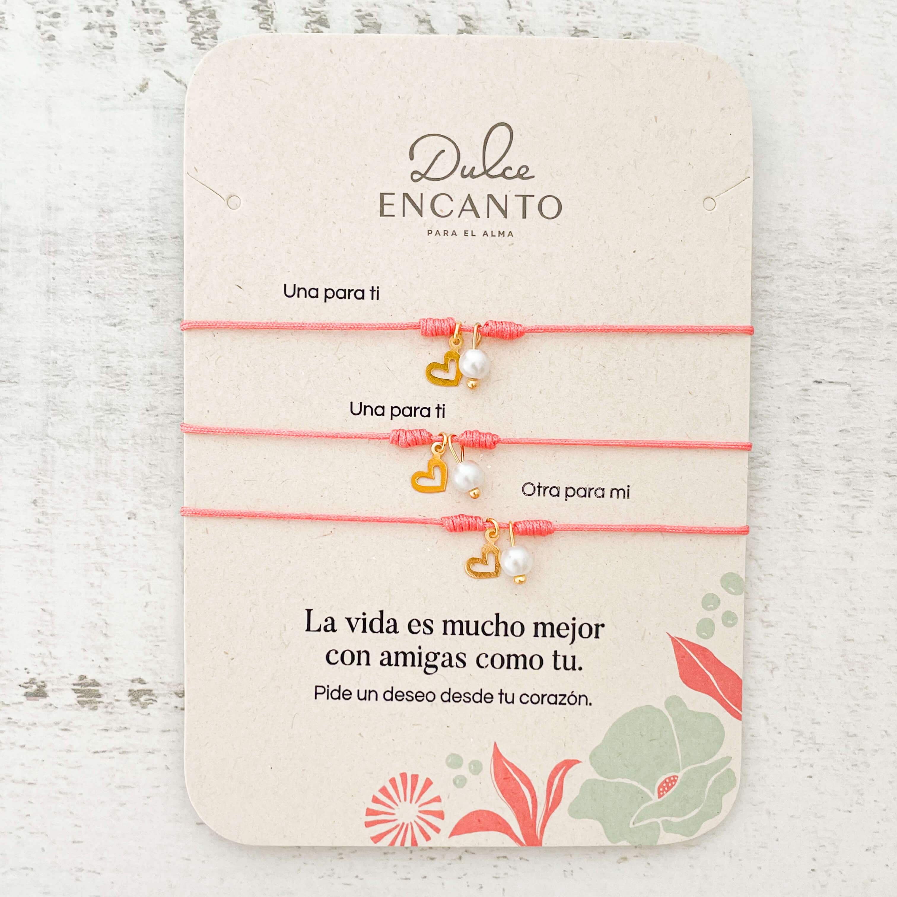 Pulsera Set De 3 Amigas Para Compartir Corazón