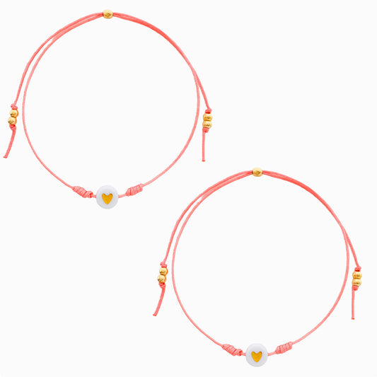 Pulsera Set De 2 Amigas Corazón Dorado Blanco Para Compartir