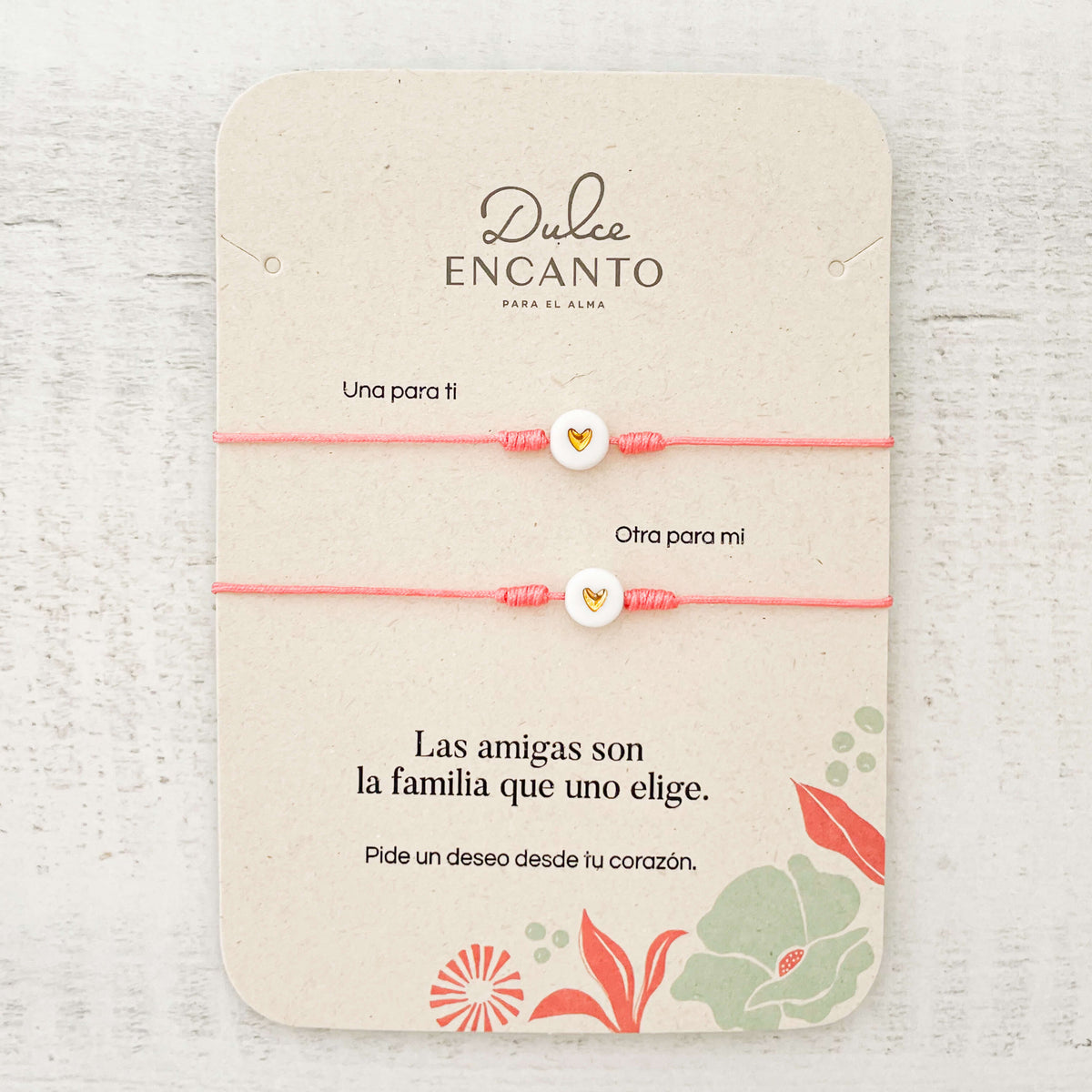 Pulsera Set De 2 Amigas Corazón Dorado Blanco Para Compartir