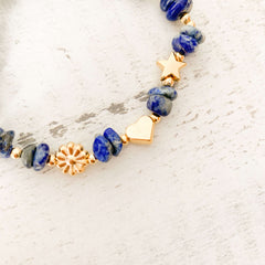Pulsera Lapislázuli Piedra Natural 3 Intenciones Con Significado