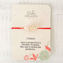 Pulsera Citrino Piedra Natural Hilo Rojo