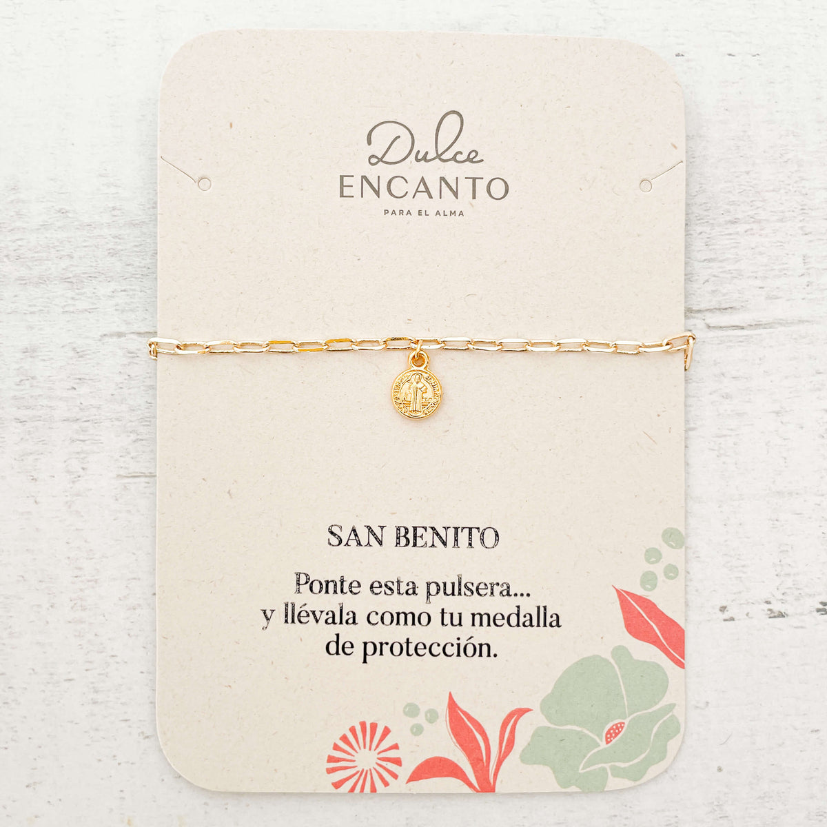 Pulsera San Benito Broche Cadena Grande Con Significado