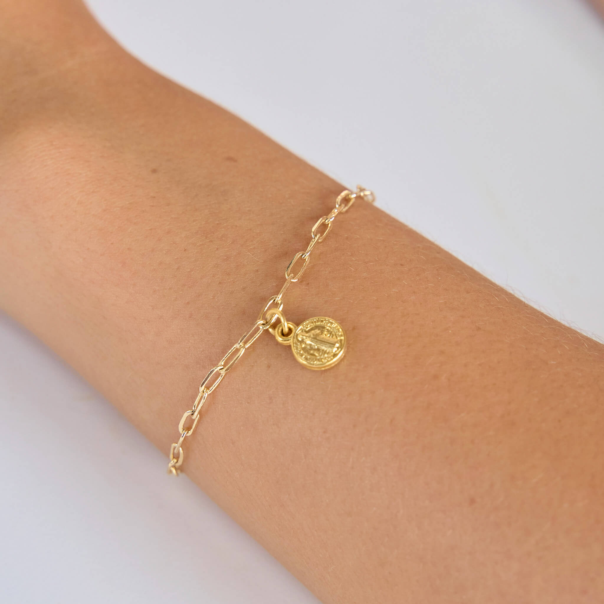 Pulsera San Benito Broche Cadena Grande Con Significado