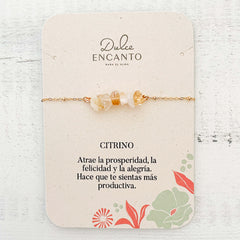 Pulsera Citrino Piedra Natural Broche Cadena