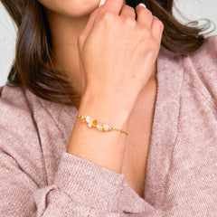 Pulsera Citrino Piedra Natural Broche Cadena