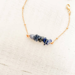 Pulsera Lapislázuli Piedra Natural Broche Cadena