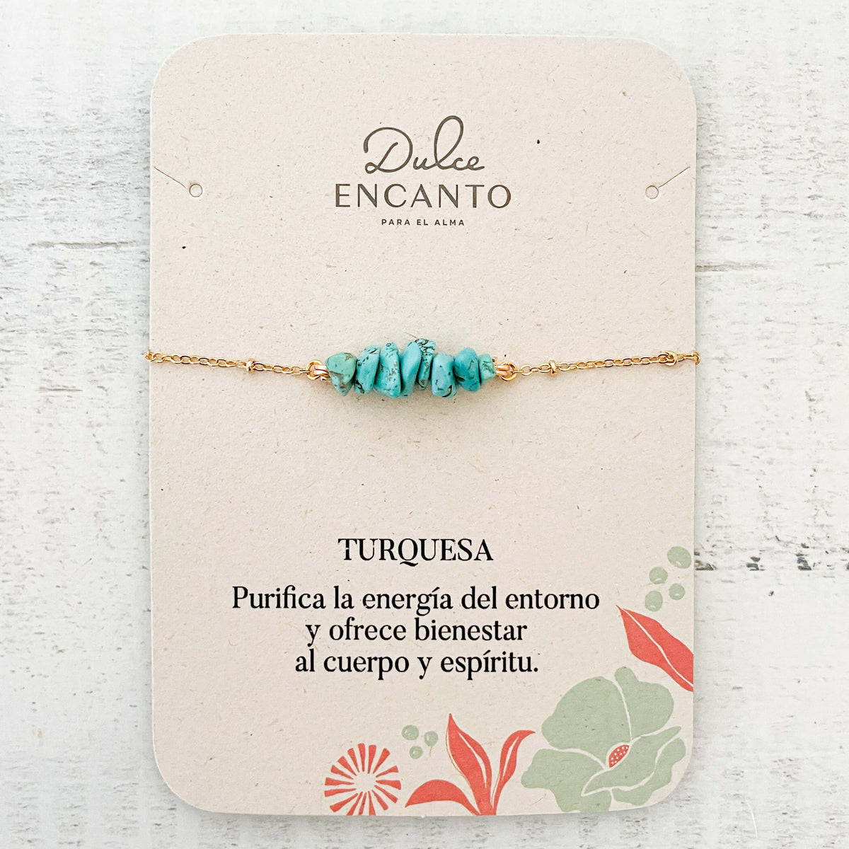 Pulsera Turquesa Piedra Natural Broche Cadena