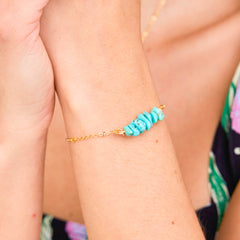 Pulsera Turquesa Piedra Natural Broche Cadena