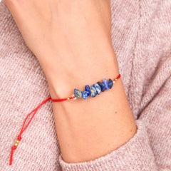 Pulsera Lapislázuli Piedra Natural Hilo Rojo