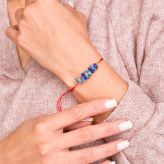 Pulsera Lapislázuli Piedra Natural Hilo Rojo