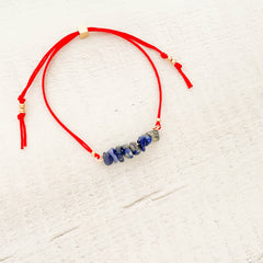 Pulsera Lapislázuli Piedra Natural Hilo Rojo