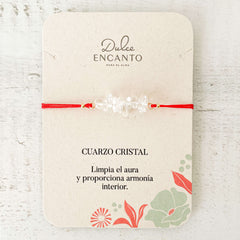 Pulsera Cuarzo Cristal Piedra Natural Hilo Rojo