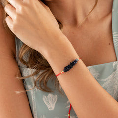Pulsera Lluvia De Plata Piedra Natural Hilo Rojo