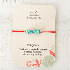 Pulsera Turquesa Piedra Natural Hilo Rojo