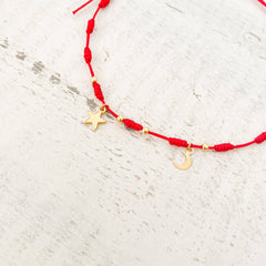 Tobillera Luna Estrella Hilo Rojo